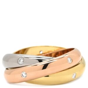 カルティエ Cartier リング 指輪 トリニティ MM 15Pダイヤ ホワイトゴールド×イエローゴールド×ピンクゴールド #52 3カラー 3連 Au750 18K 15石 12号 【中古】新品同様品