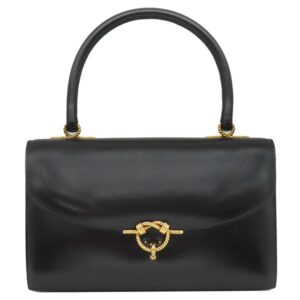 エルメス HERMES ハンドバッグ コルドリエール ボックスカーフ ブラック ゴールド金具 黒 ヴィンテージ ○U 【保存袋】 【中古】中古美品
