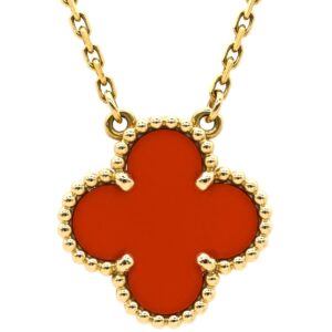 ヴァンクリーフアーペル Van Cleef & Arpels ネックレス ヴィンテージ アルハンブラ レッド×イエローゴールド Au750 18K 赤 カーネリアン VCARD38500 【中古】中古美品