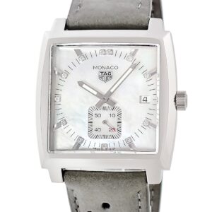 タグホイヤー TAG Heuer モナコ レディ WAW131B.FC6247 純正ダイヤ シェル スクエア デイト メンズ レディース 腕時計クオーツ ホワイト 【中古】中古美品