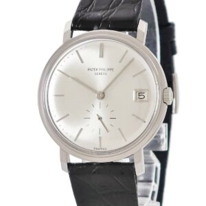 パテックフィリップ PATEK PHILIPPE カラトラバ 3445G OH済 K18WG無垢 デイト スモールセコンド ヴィンテージ メンズ 腕時計自動巻き シルバー 【中古】