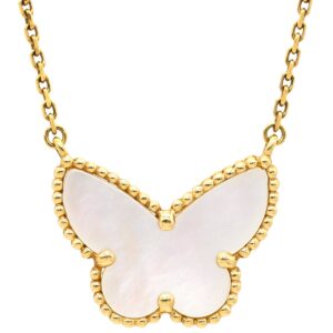 ヴァンクリーフアーペル Van Cleef & Arpels ネックレス ラッキー アルハンブラ パピヨン パールホワイト×イエローゴールド Au750 18K 蝶 シェル VCARD99500 【中古】中古美品