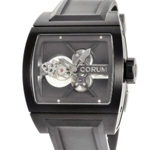 コルム CORUM ティーブリッジ トゥールビヨン B022/00936 OH済 スケルトン ブラックPVD加工 トノウ 限定 メンズ 腕時計手巻き ブラック 【中古】