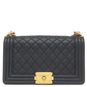 シャネル CHANEL ショルダーバッグ ボーイシャネル25 キャビアスキン ブラック ゴールド金具 黒 チェーンバッグ A67086 23****** 【保存袋】 【中古】中古美品