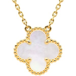 ヴァンクリーフアーペル Van Cleef & Arpels ネックレス ヴィンテージ アルハンブラ ペンダント パールホワイト×イエローゴールド 白 750 18K YG シェル VCARA45900 【修理証明書】 【中古】新品同様品