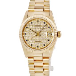 ロレックス ROLEX デイトジャスト 68278 OH済 L番 K18YG無垢 純正ダイヤ&サファイア パヴェ メンズ レディース 腕時計自動巻き ゴールド 【中古】中古美品
