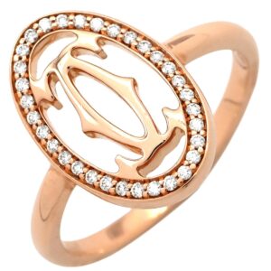 カルティエ Cartier リング 指輪 ロゴ ドゥーブルC ダイヤ ピンクゴールド #53(JP13) 750 18K PG 12.5号 B4093200 【中古】