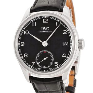 IWC IWC ポルトギーゼ ハンドワインド エイトデイズ IW510202 ブラック 黒 スモールセコンド デイト メンズ 腕時計手巻き ブラック 【中古】