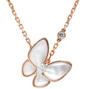 ヴァンクリーフアーペル Van Cleef & Arpels ネックレス ドゥ パピヨン ペンダント パールホワイト×ローズゴールド ピンクゴールド 18K パール ダイヤ VCARO8FO00 【箱】 【中古】中古美品