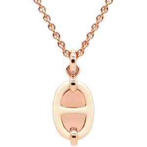 エルメス HERMES ネックレス ミニマイヨン PM ペンダント GP エナメル ホワイト ローズゴールド金具 白 PG金具 シェーヌダンクルモチーフ 新品 未使用 【箱】 【中古】未使用保管品