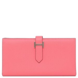 エルメス HERMES 長財布 ベアンスフレ ヴォーエプソン ローズアザレ シルバー金具 二つ折り財布 D 【箱】 【中古】中古美品