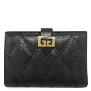 ジバンシイ GIVENCHY 二つ折り財布 GV3 ミディアム ウォレット ゴートレザー ブラック ゴールド金具 黒 コンパクト ダイヤモンドキルト BB601GB08Z 【箱】 【中古】中古美品
