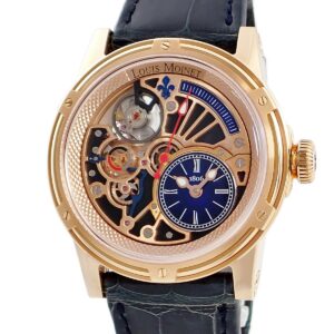 ルイ・モネ LOUIS MOINET テンポグラフ クローム LM-50.50.20 K18RG無垢 スケルトン レトログラード 限定12本 メンズ 腕時計自動巻き ブルー 【中古】中古美品