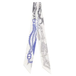 エルメス HERMES スカーフ ツイリー シルク 白×アントラシト×アンクル 新品 未使用 【ブックル エ マイヨン】 H064367S 【箱】 【中古】未使用保管品
