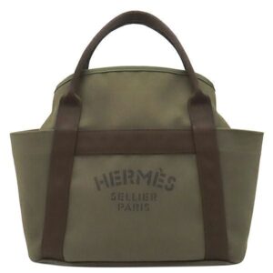 エルメス HERMES 2WAYバッグ サックドパンサージュ グルーム コットン ポリウレタン ポリアミド カーキ×オレンジ シルバー金具 ショルダー トート A刻印 【保存袋】 【中古】