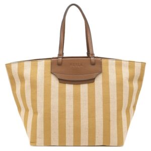 フルラ FURLA トートバッグ メラヴィリア キャンバス レザー イエロー×ベージュ ゴールド金具 ストライプ 黄 新品 未使用 WB00510 BX0635 【新品】