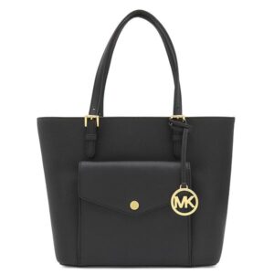 マイケルコース Michael Kors トートバッグ ジェットセット ミディアム ポケット トート レザー ブラック ゴールド金具 黒 MKロゴ 30S0GTTT6L 【保存袋】 【中古】未使用保管品