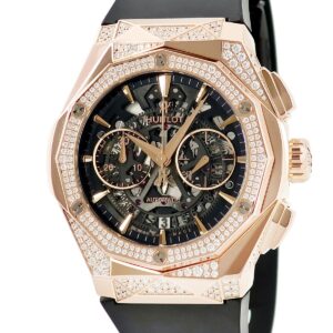 ウブロ HUBLOT アエロフュージョン オーリンスキー キングゴールド パヴェ 525.OX.0180.RX.1804.ORL19 メンズ 腕時計自動巻き ブラック 【中古】中古美品