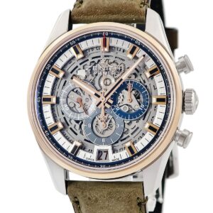 ゼニス ZENITH クロノマスター エルプリメロ フルオープン 51.2081.400/78.C810 K18RG×SS コンビ デイト メンズ 腕時計自動巻き グレー 【中古】