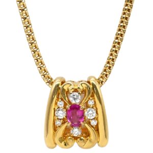 ランバン LANVIN ネックレス デザインネックレス ピンク×イエローゴールド 18K 750 YG ピンク ダイヤ 【中古】中古品