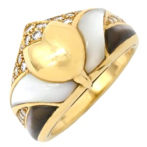 ブルガリ BVLGARI リング 指輪 ナチュラリア ダイヤモンド ホワイト×ブラック×イエローゴールド Au750 18K パヴェ 色石 白 黒 11号 【中古】中古美品
