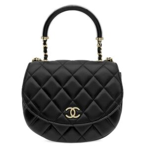 シャネル CHANEL 2WAYバッグ ココマーク ハーフムーン ラムスキン ブラック ゴールド金具 トップハンドル ショルダー ランダムシリアル 【中古】中古美品