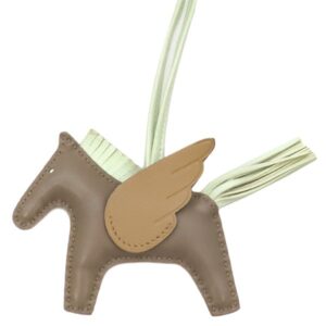 エルメス HERMES バッグチャーム ロデオPM ペガサス アニョーミロ エトゥープ×ヴェールフィズ×ビスキュイ グレージュ 薄緑 茶 U刻印 【中古】