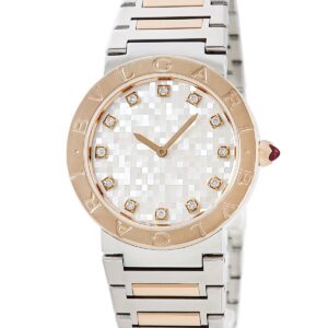 ブルガリ BVLGARI ブルガリブルガリ LISAモデル 104115 BBP33SG 純正ダイヤ K18PG×SS コンビ シェル 限定 レディース 腕時計クオーツ ホワイト 【中古】中古美品