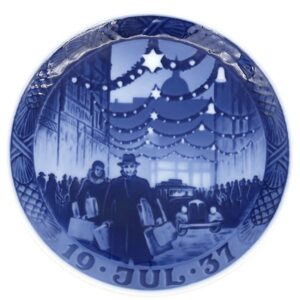 ロイヤルコペンハーゲン ROYAL COPENHAGEN 食器 イヤープレート 1930年代 陶磁器 ブルー×ホワイト ヴィンテージ 北欧 飾り皿 絵皿 1937年 【中古】中古美品
