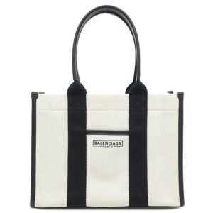 バレンシアガ BALENCIAGA 2WAYバッグ ハードウェア スモール トート キャンバス レザー ブラック×ナチュラル ゴールド金具 671402 2HHAM 9260 【保存袋】 【中古】新品同様品