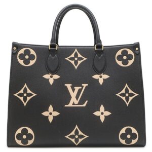 ルイヴィトン LOUIS VUITTON トートバッグ オンザゴー MM モノグラムアンプラント ブラック×ベージュ ゴールド金具 バイカラー 肩掛け M45495 RFID 【箱】 【中古】新品同様品