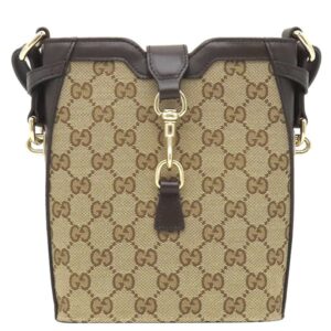 グッチ GUCCI ショルダーバッグ ミニ バケット ショルダー GGキャンバス レザー ベージュ×エボニー ゴールド金具 ブラウン ウェブストライプ 782919 【保存袋】 【中古】新品同様品