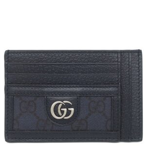 グッチ GUCCI カードケース GGスプリーム キャンバス カードケース レザー GGスプリームキャンバス ネイビー×ブルー シルバー金具 紺 パスケース 732018 【箱】 【中古】未使用保管品