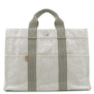 エルメス HERMES トートバッグ ニューフールトゥMM トワルアッシュ グレー シルバー金具 トワルH キャンバス 【中古】