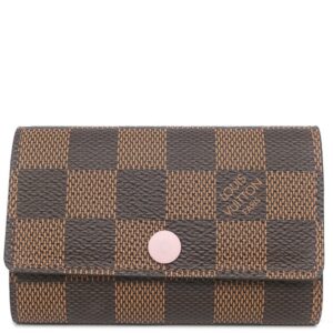 ルイヴィトン LOUIS VUITTON キーケース ミュルティクレ 6 ダミエキャンバス ダミエ×ローズバレリーヌ ゴールド金具 茶 ピンク 名前刻印有り N41624 CT5117 【中古】