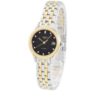 ロンジン LONGINES フラッグシップ L4.274.3.57.7 新品未使用 ダイヤ ブラック 黒 デイト レディース 腕時計自動巻き ホワイト 【新品】