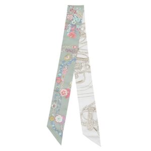 エルメス HERMES スカーフ ツイリー シルク ヴェールアマンド×ピンク×白 【ブリッド ドゥ ガラ アン フルール&アイライナー】 H064220S 10 【箱】 【中古】未使用保管品