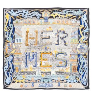 エルメス HERMES スカーフ カレ90 CARRE シルク ブラック×マルチカラー 【SUPER SILK QUEST/スーパーシルククエスト】 【箱】 【中古】