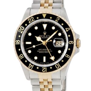 ロレックス ROLEX GMTマスター2 16713 X番 K18YG×SS コンビ デイト 回転ベゼル 黒 ヴィンテージ メンズ 腕時計自動巻き ブラック 【中古】中古美品