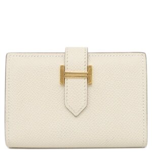 エルメス HERMES 二つ折り財布 ベアンミニ ヴォーエプソン クレ ゴールド金具 オフホワイト コンパクト 2024年製 W 【箱】 【中古】中古美品