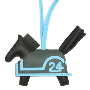 エルメス HERMES バッグチャーム ロデオ ロベオ24 PM アニョーミロ スイフト ノワール×セレスト×ヴェールマングローブ 新品 未使用 黒 水色 カーキ 2026年製 G 【箱】 【中古】未使用保管品