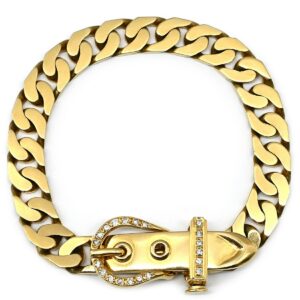 エルメス HERMES ブレスレット ブックルセリエ PM ダイヤ イエローゴールド 喜平チェーン 18K YG 750Au 【中古】