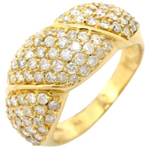 【SALE】 リング 指輪 ダイヤモンド 2.0ct イエローゴールド パヴェダイヤ 18K 750 YG 月甲丸 ツイスト 16.5号 【中古】