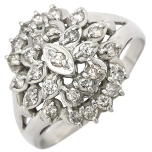 リング 指輪 ダイヤモンド 0.50ct プラチナシルバー パヴェ フラワー 花モチーフ プラチナ 12.5号 【中古】中古品