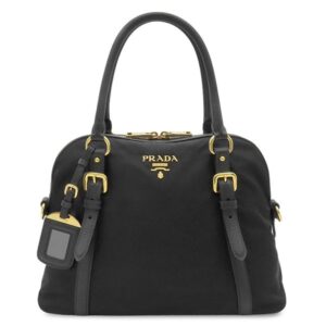 プラダ PRADA 2WAYバッグ ロゴプレート 2WAY ハンドバッグ ナイロン サフィアーノレザー NERO ゴールド金具 黒 ショルダー テスート サフィアーノ 1BB013 【中古】