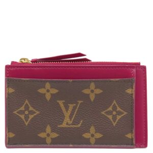 ルイヴィトン LOUIS VUITTON コインケース ポルトカルト ジップ モノグラムキャンバス レザー フューシャ ゴールド金具 茶 フラグメントケース M67889 NZ4129 【中古】