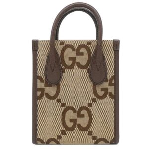 グッチ GUCCI 2WAYバッグ ミニトート レザー ジャンボGGキャンバス ベージュXブラウン ゴールド金具 茶 シェリーラインストラップ 699406 【保存袋】 【中古】新品同様品