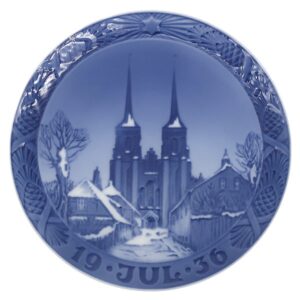 ロイヤルコペンハーゲン ROYAL COPENHAGEN 食器 イヤープレート 1930年代 陶磁器 ブルー×ホワイト ヴィンテージ 北欧 飾り皿 絵皿 1936年 【中古】
