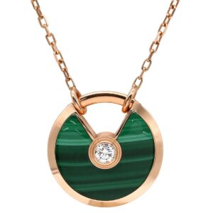 カルティエ Cartier ネックレス アミュレット ドゥ カルティエ SM グリーン×ピンクゴールド 750 18K 18金 ダイヤ マラカイト 緑 【箱】 【中古】中古美品