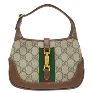 グッチ GUCCI 2WAYバッグ ジャッキー 1961 GGスプリームキャンバス レザー ベージュ×ブラウン ゴールド金具 茶 ミニ ハンドバッグ ショルダー 637092 【中古】中古美品